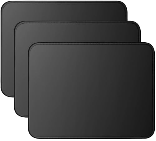 TONOS Mouse Pad 3 Packs, Basic Black Mouse Pad for Desk 11 x 8 3/4 x 1/8 in with Urtra-Smooth Surface, Stitched Edges and Non-Slip Rubber Base. Computer Mouse pads for Laptop & PC, Gaming & Working.