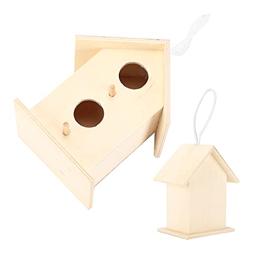 Image of GLOGLOW Bird Nest, Wooden Windproof Cave Hanging Parrot House House for Pet Parrot Budgie Parakeet Cockatoo Canary Finch Dove
