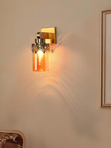 Image of Cylindrical Embellished Wall Sconce Made with Glass Light for Home Decorative Lamps for Bedroom Living Room & Home Decoration