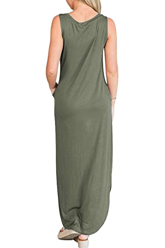 Image of Hount Women's Casual Summer Sleeveless Dress Loose Split Maxi Dresses with Pockets