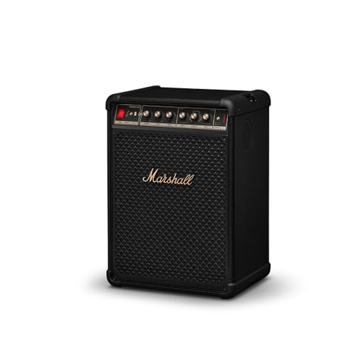 Image of Marshall Bromley 450 Portable Party Speaker - Loud 360 Sound with Bass EQ Controls | 40+ Hours Playtime | Bluetooth, 3.5 mm AUX, RCA, Microphone, Instrument Inputs | LED Lights - Black and Brass