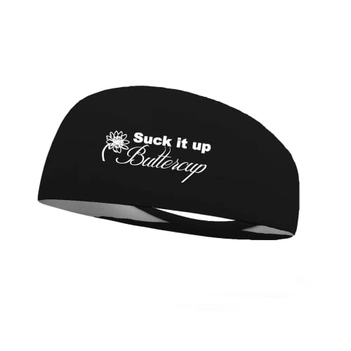 Bondi Band "Suck It Up Buttercup" Moisture Wicking 4" Headband, Black/White, One Size