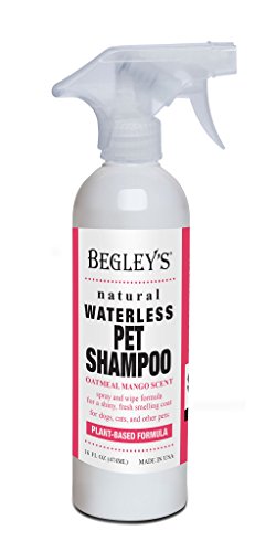 Begleys Natural No Rinse Waterless Pet Shampoo, Bathless Cleaning, Deodorizing, and Odor Removal for a Shiny, Fresh Smelling Coat - Effective for Dogs, Puppies, and Cats - Fresh Oatmeal Mango Scent