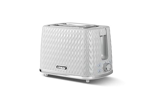 Linsar - 2 Slice Toaster - Unique Curved Texture - Defrost, Reheat, Cancel Functions - 7 Browning Levels, Wide Slots, Removable Crumb Tray - Automatic Switch Off - 930 Watt (White)