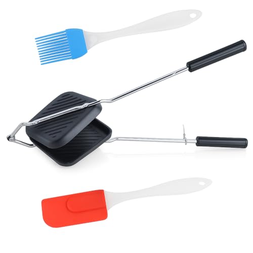 Image of Non-Stick Grill Sandwich Toaster & Spatula /Brush Set | Long-Lasting Double-Coating Non-Stick Layer | Sandwich Griller And Toaster | Easy-To-Use & Durable