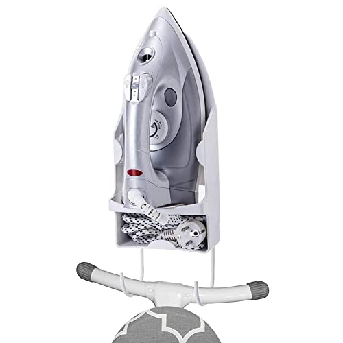 Generic Ironing Board Holder Wall Mount Electric Iron Hanger Ironing Board Rack Ironing Board Storage Organizer Ironing Basket Over Door or Wall Mount in Laundry Room[White], One Size (DYD1)