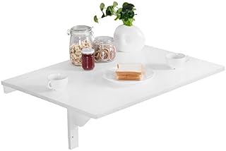 CASART Wall Mounted Table with Drop-Leaf, Multi-use as Computer | Laptop | Children Table Desk, Floating & Folding for Space Saving, Premium Wood, 20kg Capacity (White)