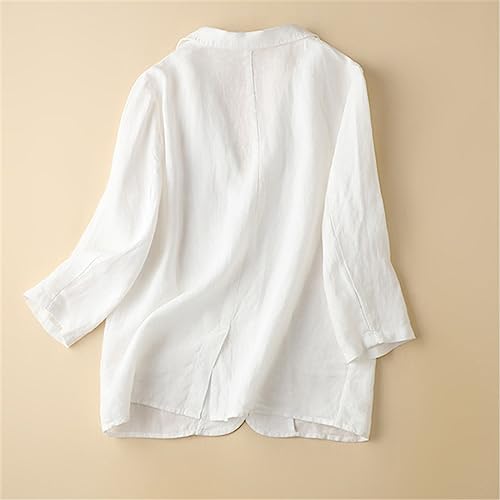 Spring Summer Womens Cotton Linen Blazer Thin Jacket Long Sleeve Casual Coat Elegant Pockets Tops Outwear4