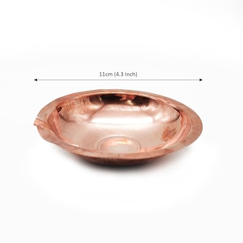 Copper Akhand Diya (Size 2) -60 Gm | Oil Lamp for Daily Puja & Other Religious Rituals, Home, Office & Temples Festive Gifts | Copper Diya for Home Decor (2.5cm H x 11cm L)