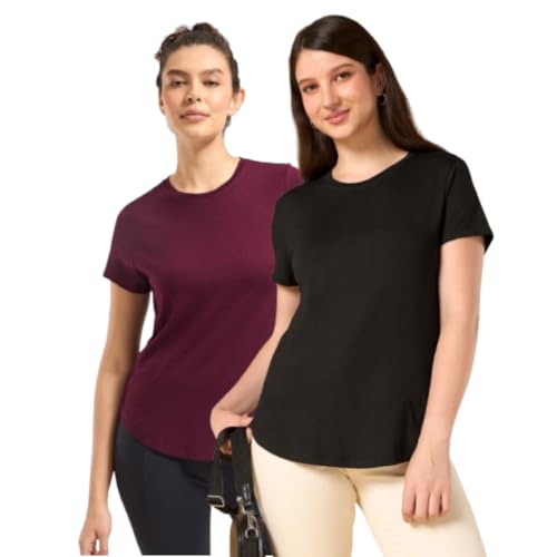 Image of Wellbi Bamboo Women's Tshirt - Ultra-Soft, Breathable & Sustainable | Premium Cotton Blend for Supreme Comfort | Stylish & Eco-Friendly T-Shirt for Women | Tshirt Women Cotton