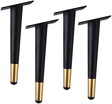 4 Pack Black Round Metal Sofa Legs - 17cm Mid-Century Modern Furniture Replacement for Sofa, Couch, Bed, Coffee Table - Includes Screws, & Stylish