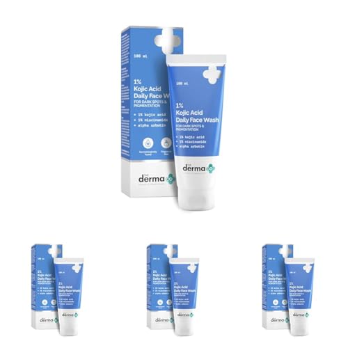 Image of The Derma Co 1% Kojic Acid Face Wash I With Niacinamide & Alpha Arbutin I Reduces Dark Spots & Pigmentation I Cleanses & Brightens Skin I Non-Drying Formula I For All Skin Types- 100ml (Pack of 4)