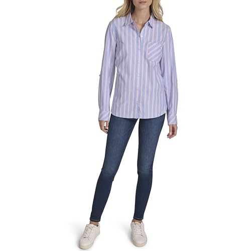 Image of Nautica Women's Button Front Long Sleeve Roll Tab Shirt