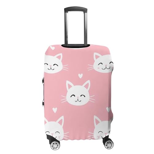Cute Cat Face Luggage Protector Suitcase Cover Anti-Scratch Washable Fit 18-32 Inch Travel Luggage4