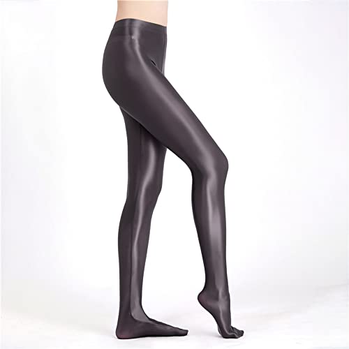Image of cloudmall Women Sexy Semi Opaque Pantyhose Running Tights Yoga Leggings Oil Shiny Stocking