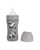 Twistshake Biberon In Vetro Con Tettarella Rotonda Con Silicone Sistema Anti-Coliche Flusso Medio, Latte Bottiglia Di Bevanda Per L'alimentazione Con Apertura Ampia, 260 Ml, 2 + Mesi, Grigio Pastello - 2