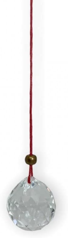 Cristal Facetado Feng Shui 30mm Pendurar Cordão Vermelho