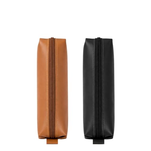 Estojo Grande Feito de Couro Sintético Design Simples e Elegante com Zíper Fácil de Limpar Dimensões 23 x 6 x 7 cm Ideal para Escola Universidade e Escritório Estojo de Grande Capacidade
