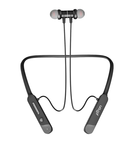 Image of pTron Tangent Buzz w / 50Hrs Playtime, Pristine Sound, Dual-Device Pairing, Bluetooth 5.4 Wireless in-Ear Earphones with Mic, Hall Switch Function, Voice Assistant, Type-C Fast Charging & IPX5 (Black)