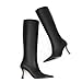 iiimmu Knee High Boots for Women Pointed Toe 3.5 IN Stiletto Heel Women Boots Zipper Knee High Boots Dress Fashion Trendy Sexy High Heel Boots, Black, Size 9