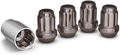 White Knight M12x1.5 Thread Lug Nuts for Aftermarket or Factory Wheels - 4 Black Pearl Lock Nuts & Key - Bulge Acorn Locks - Carbon Steel for Durable Construction & Easy Installation - 40700SPBT
