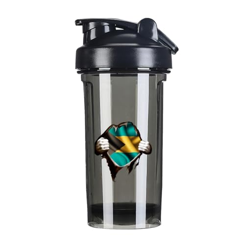 Vintage Torn Broken Bahamas Bahamian Flag 18 Ounce Shaker Bottle Drink Mixer Leak-proof Pre Workout Protein Shakes Meal Replacement Shakes Bottles 500ML/18 Oz Black