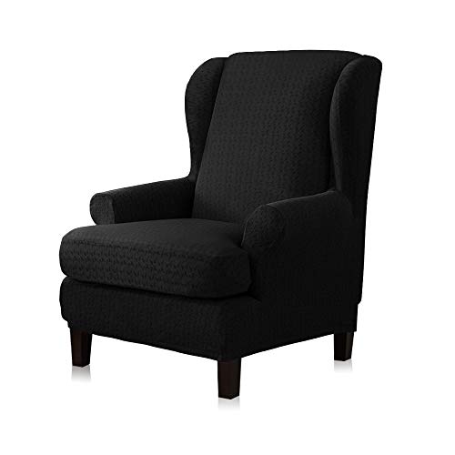 TIKAMI Wing Chair Slipcovers Stretch Wingback Armchair Cover 2-Piece Sofa Furniture Protector