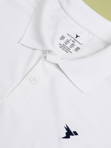 Image of TECHNOSPORT Men's Solid Slim Fit Polo Collar T-Shirt MATPIQ Half Sleeve Button Polyester for Gym Running Workout UPF50+ Anti Odour
