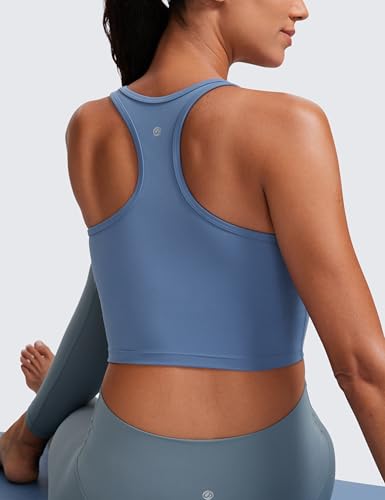 Image of CRZ YOGA Butterluxe Racerback Crop Tank Tops | Light Support, Removable Pads, Yoga, Extremely Soft, Scoop Neck, Longline Sports Bras for Women