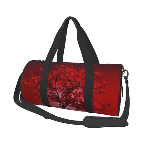 Travel Bag For Women,Red Cherry Blossom Print Personal Item Duffle Bags,Weekend Travel Duffel Tote Bag,Travel Sport Gym Bag For Men,Airplane Travel Essentials For Flying