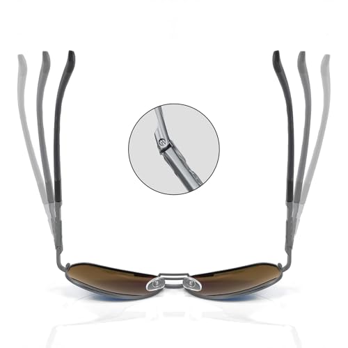 Image of Karsaer Polarized Aviator Sunglasses for Men Stylish 100% UV 400 Protected Metal Frame Style Classic Pilot Women Glasses E1376