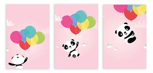 Affiches panda rose tendresse Décoration poétique sur toile pour bébé sans cadre