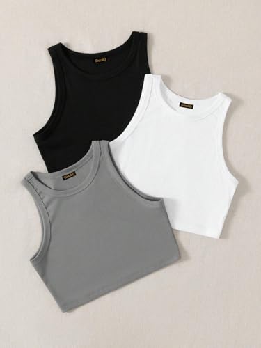 Image of Tops for Women Crop Top for Women's Tank Activewear Tee Sports Western Casual Cotton Camisole Pack of 3 Combo