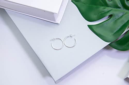 Hoops & Loops 925 Sterling Silver Open 1.5Mm Thin Polished Round C-Hoop Earrings, 20Mm #TOP3