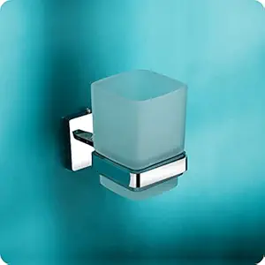 EASYHOME FURNISH 304 Stainless Steel Stand and Glass Toothbrush Holder/Tumbler Holder Stand/Toothpaste Holder/Toothbrush satnd for Bathroom Accessories(Chrome Finish Stand/Frosted Glass Tumbler) 27