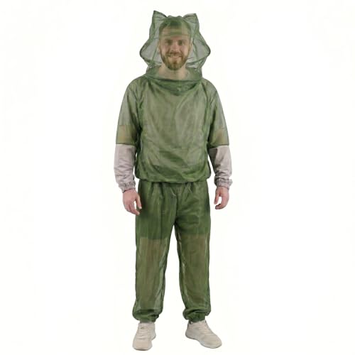 Mosquito Net Suit-Jacket Hood& Pants, Light-Weight& Breathable Mesh Clothing for Men& Women, Ideal for Fishing, Hiking. (Green)