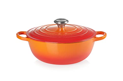 Le Creuset Signature La Marmite aus Gusseisen, Ø 26 cm, Für alle Herdarten und Induktion geeignet, Volumen: 4,1 l, 4,255 kg, Ofenrot, 21114260900430