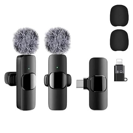 Image of K9 Furry Wireless Lavalier Microphone with Type-C & iOS Lightning Pin - Dual Noise Cancelling Clip On Mic for YouTube, Vlogging, Podcast, Interview, Reels & Live Streaming