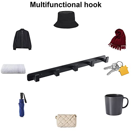 Image of Coat Rack, Heavy Duty Stainless Steel 5 Tri Coat Hook Hanger, Wall Mounted Wall Hooks, Rustic Clothes Hook /Key Hook Rail for Bathroom Kitchen Entryway(2 Pack, 5 Hook Black)