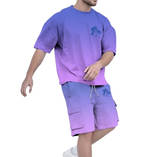 T-shirt et short dégradé pour homme, l'ensemble imprimé au style streetwear unique