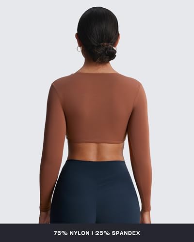 Image of Aoxjox Sienna Twist Deep V Training Women's Long Sleeve Crop Top