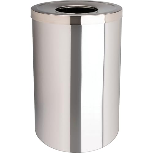 Image of Genuine Joe Round Indoor Waste Receptacle, 30 gal Capacity, 31.5 inch x 20 inch Diameter, Stainless Steel