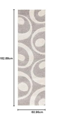 Image of Super Ultra Modern Soft Shaggy Handcrafted Anti-Skid Silk Touch Carpet, Size 2x6 Feet, Color Beige & IVORYY Off