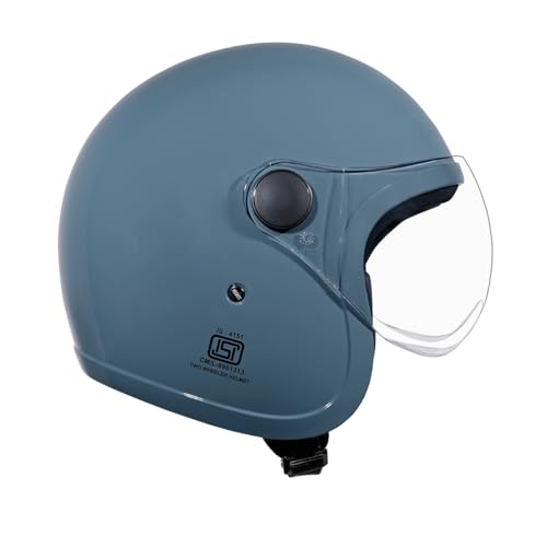 Image of Studds Jet Open Face ISI Certified Helmet with Chopper Visor Shark Skin Blue - M