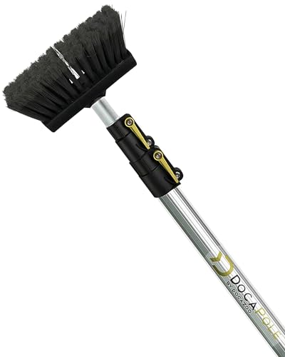 DOCA Scrub Brush 5-12 Ft with Long Handle Extension Pole - Outdoor Broom and Scrubbing Brush for House Floor, Deck, Patio, Car - Soft Brush