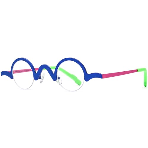 Image of FONEX Colorful Pure Titanium Glasses Frame Women Retro Round Eyeglasses