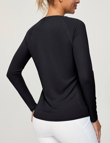 Heathyoga Rash Guard for Women UPF 50+ SPF UV Protection Shirts for Women Long Sleeve Swim Shirts for Woman Sun Shirt Black - Thumbnail 2