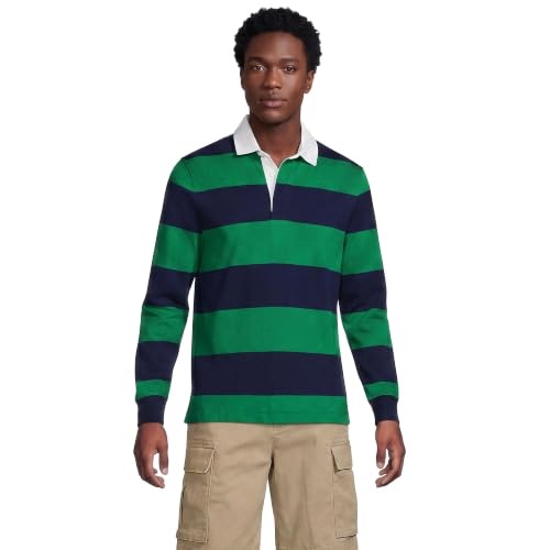 Lands' End Men's Long Sleeve Stripe Rugby Shirt X-Large Blue Grass/Radiant Navy Stripe
