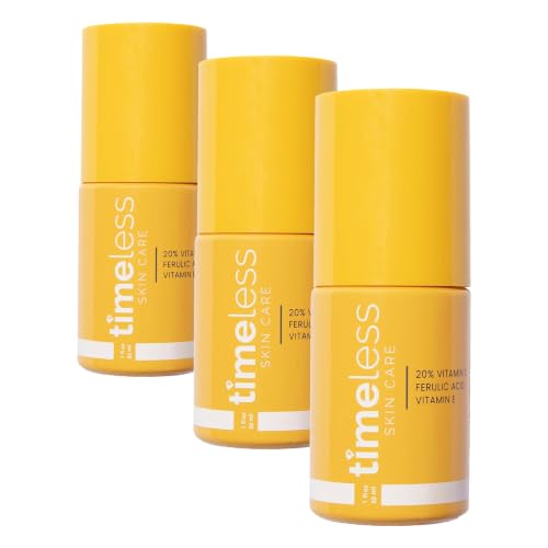 Image of Timeless Skin Care Vitamin C Serum with Vitamin E & Ferulic Acid - Brightening Serum - for Oily & Dry Skin - Fragrance-Free - 1 oz (Pack of 3)