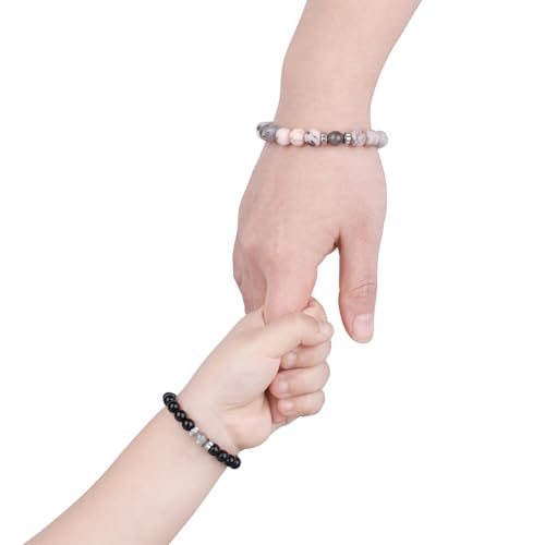 Image of DUQGUHO Mommy and Me Bracelets Mothers Day Gifts for Mom from Daughter Son Matching Mother and Daughter Jewelry Mother Daughter Gift Back to School Bracelet 6 /8 mm Mom Birthday Gifts